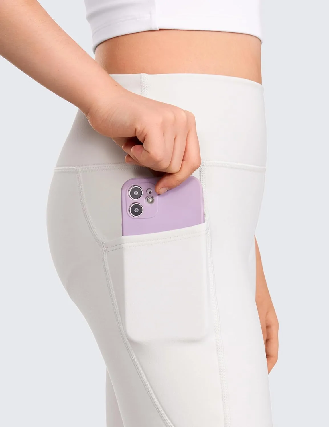 CRZ YOGA Girls Thermal Fleece Lined Athletic Leggings Water Resistant High Waist Warm Winter Kids Lounge Pants Side Pockets