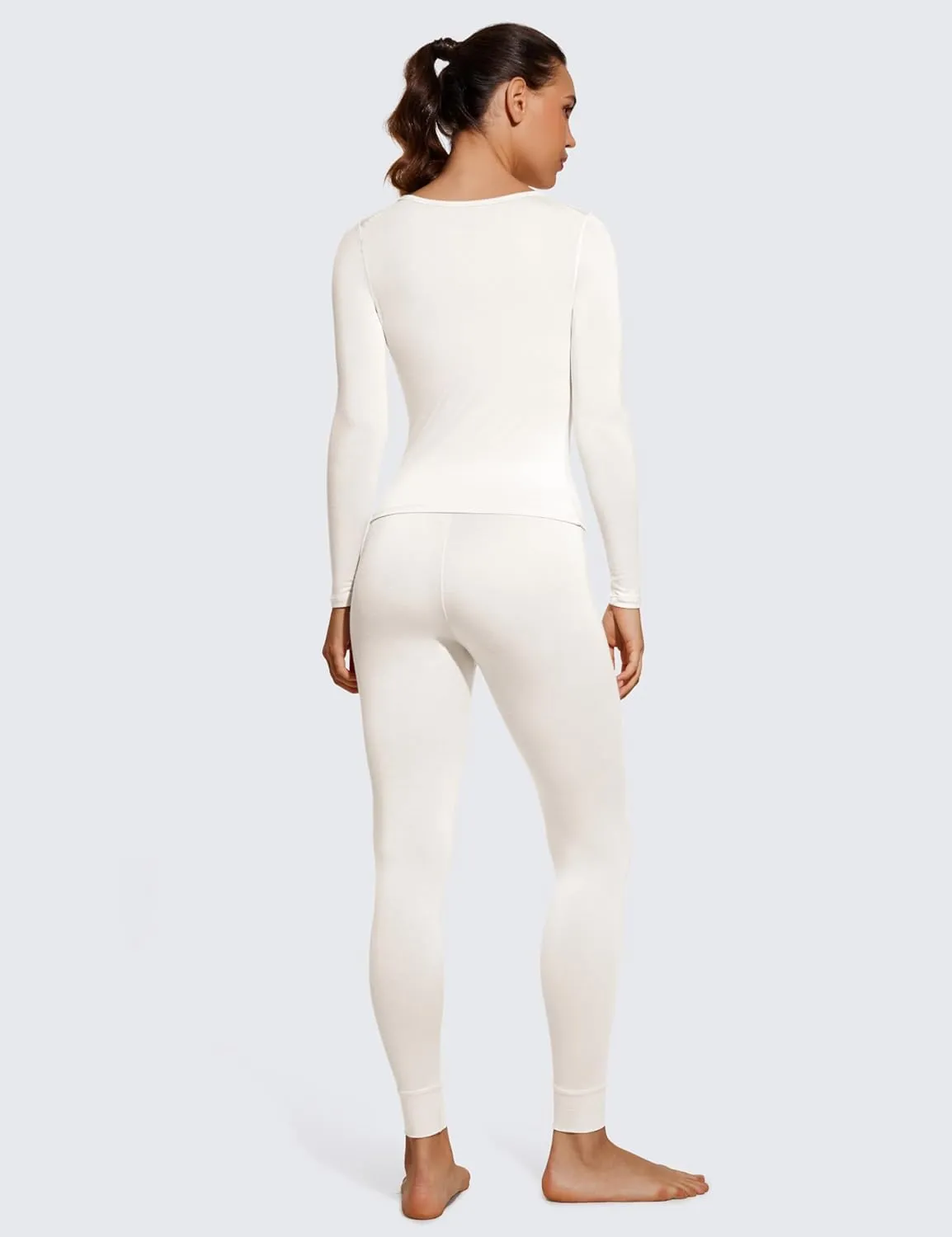 CRZ YOGA Soft Thermal Underwear Sets for Women Lightweight Long Johns Base Layer Pajamas Warm Top Bottom