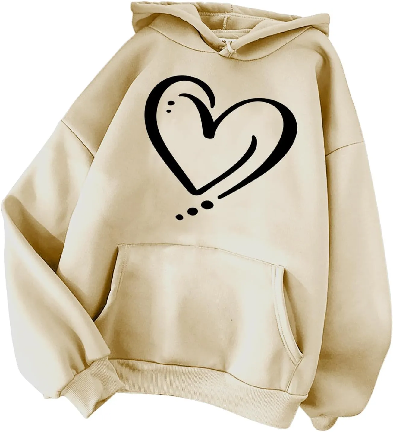 ctdiral Women's Cute Heart Printed Hoodies Casual Long Sleeve Comfortable Hooded Sweatshirt with Pocket Fall Clothes