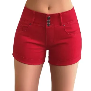 Cuffed Hem Stretchy Denim Shorts