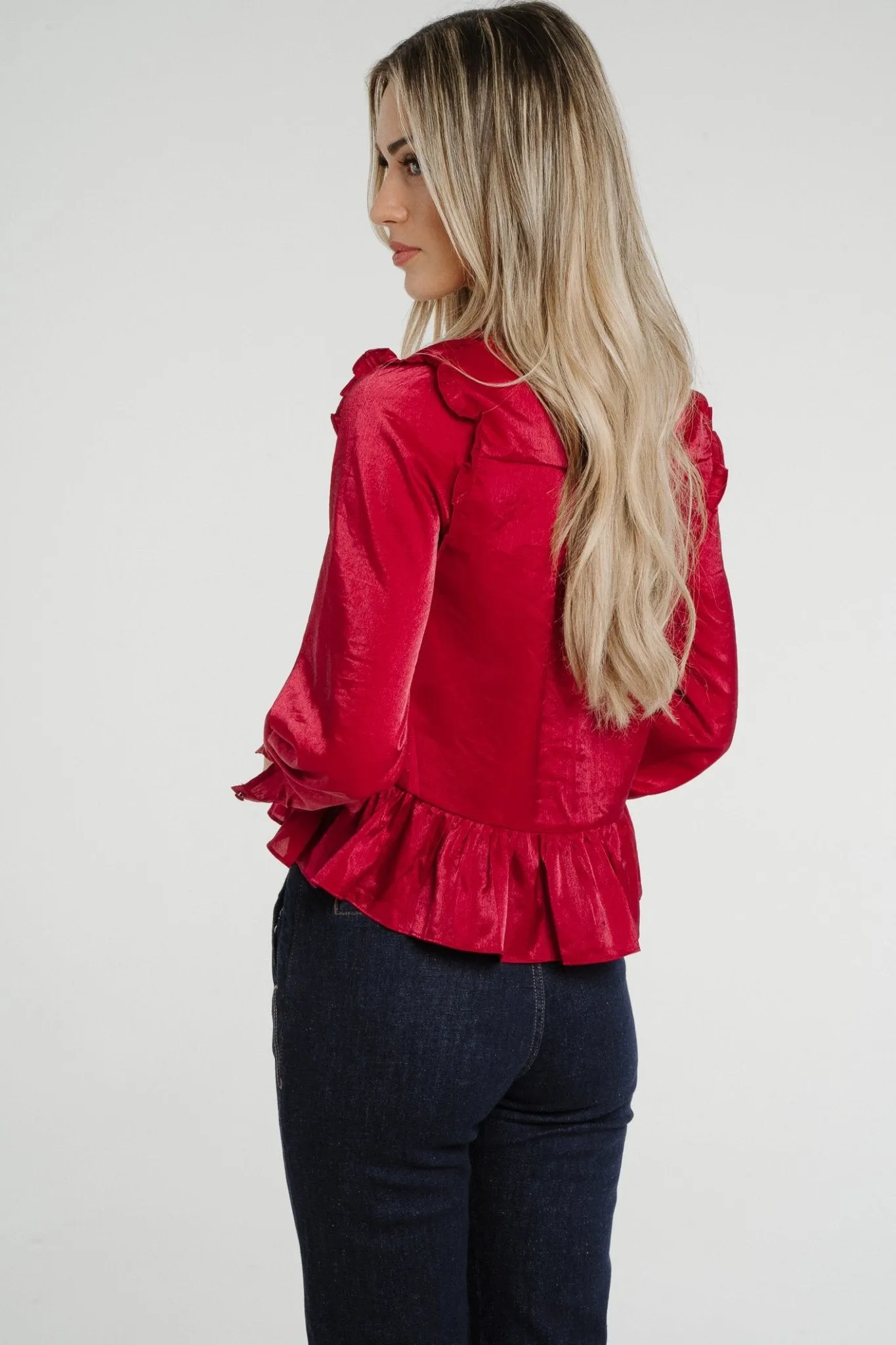 Daisy Peplum Top In Red