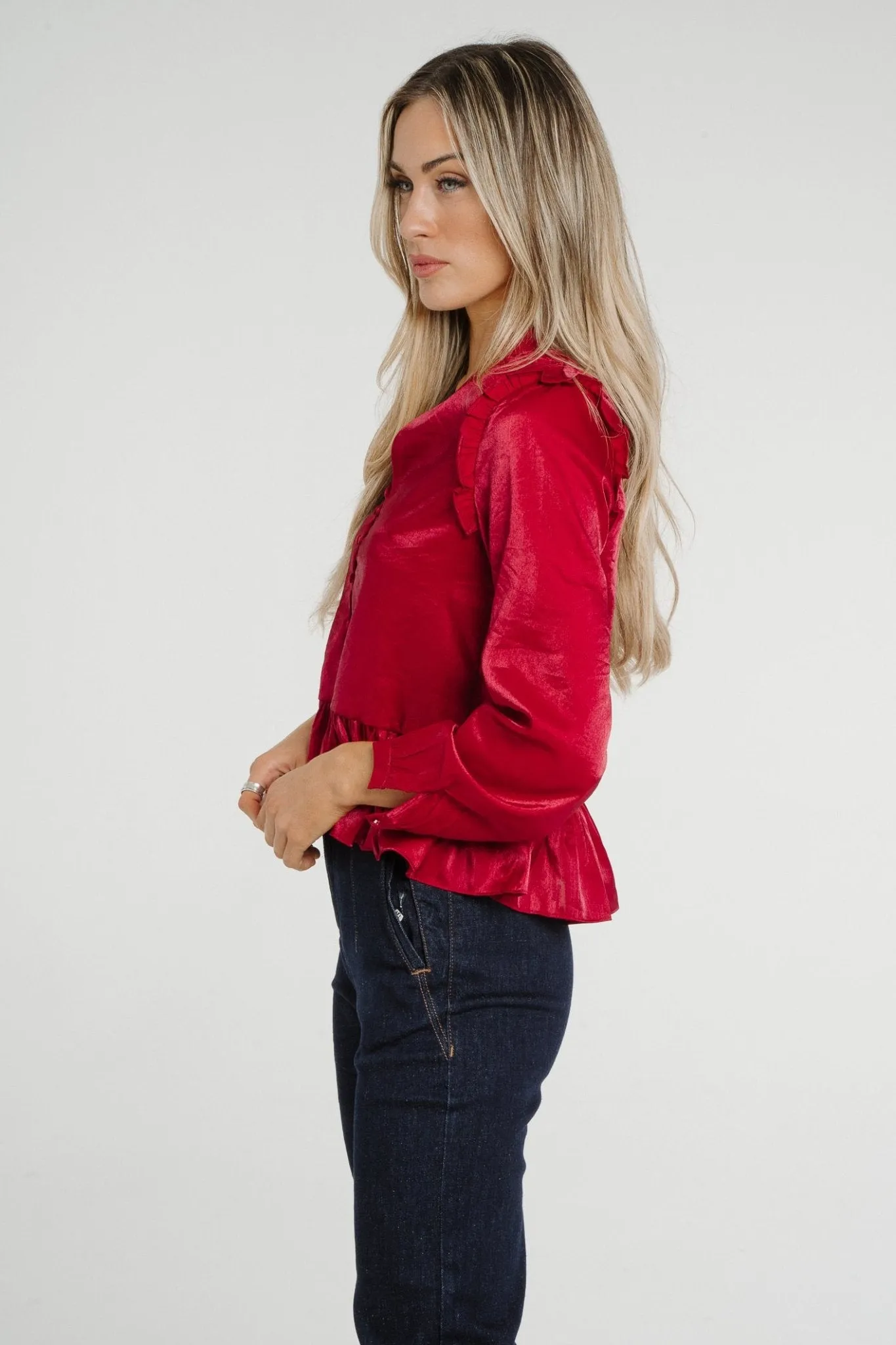 Daisy Peplum Top In Red