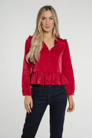 Daisy Peplum Top In Red