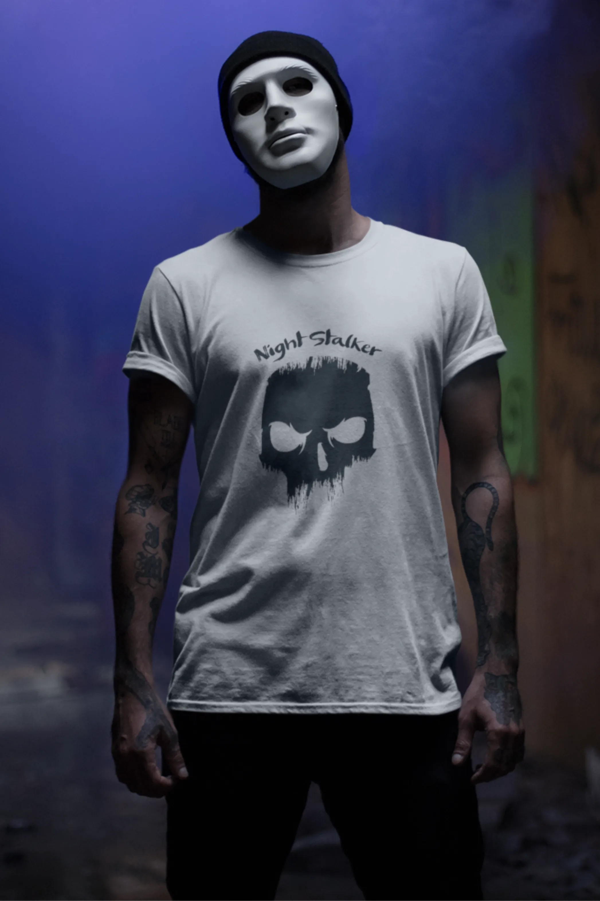Dark Skull Night Stalker Printed T Shirt For Men