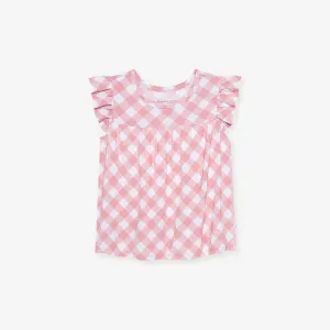 Dusty Rose Gingham Babydoll Top