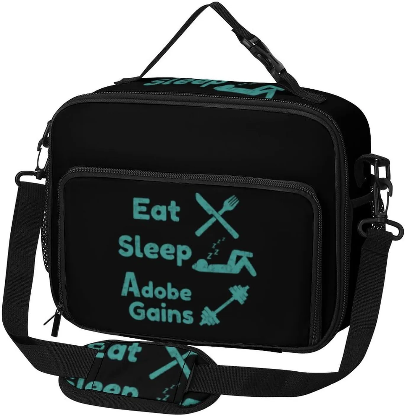 Eat Sleep Gains Repeat Large Insulated Lunch Bag Reusable Lunch Cooler Bags Tote for Work Picnic Outdoor