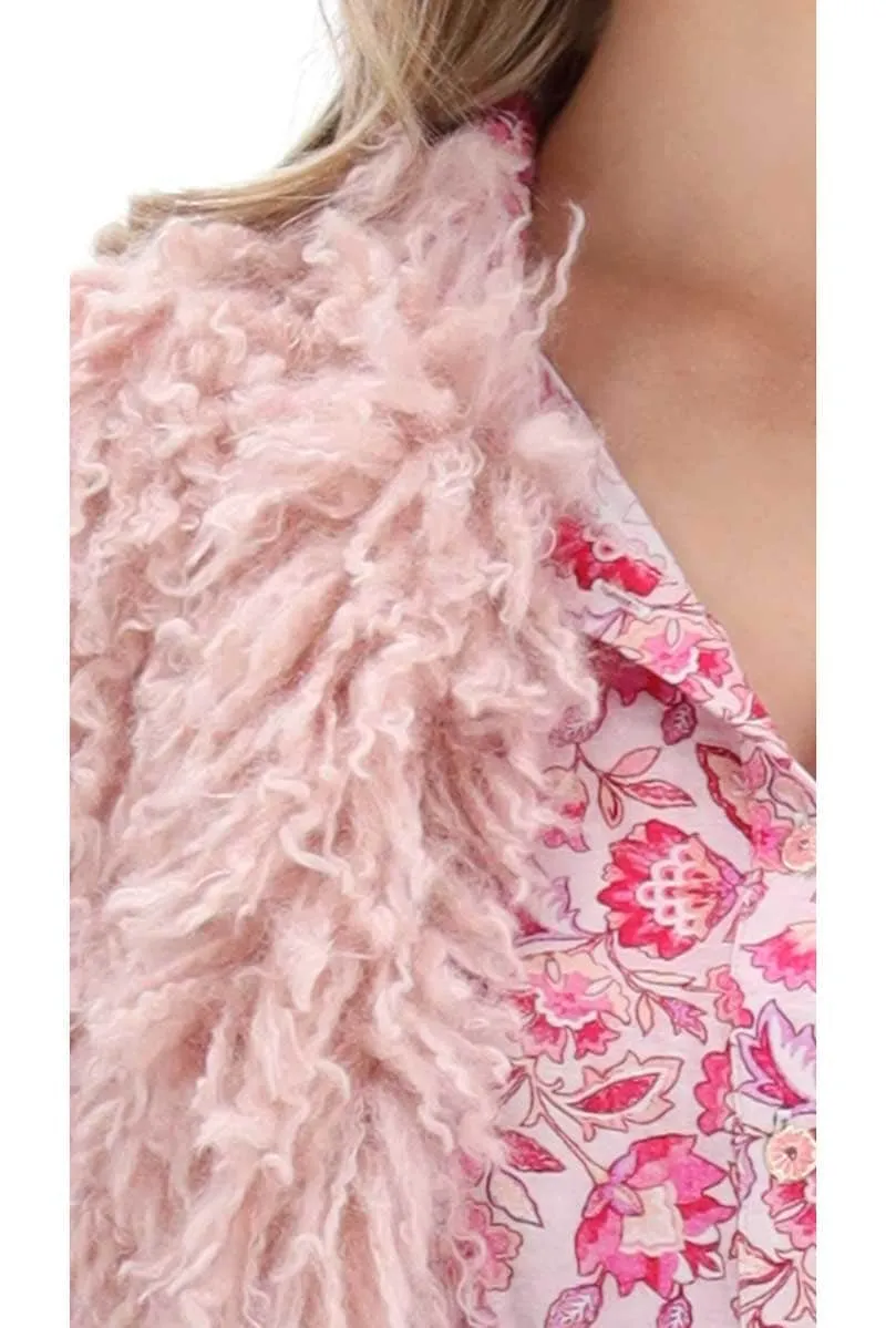 Evelyn Faux Fur Jacket Blush