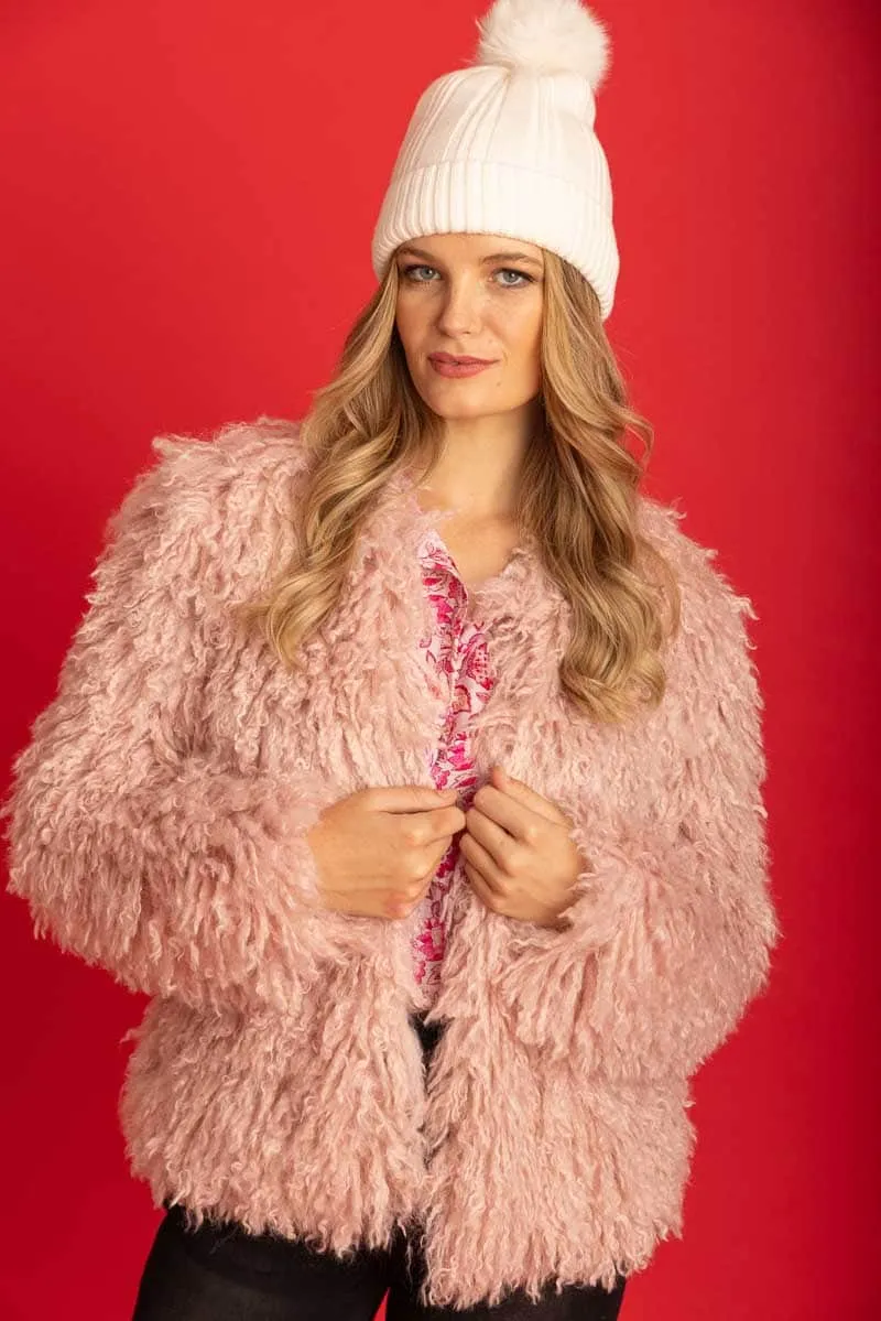 Evelyn Faux Fur Jacket Blush