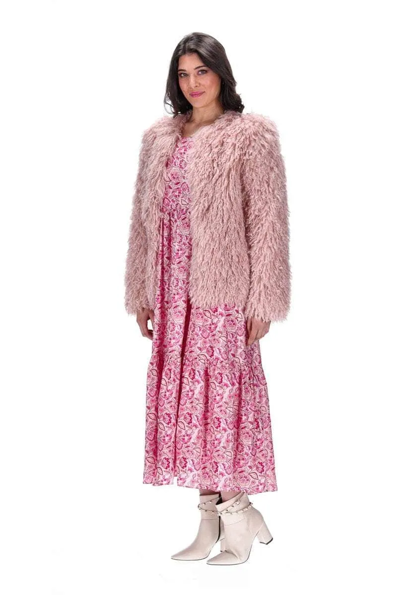 Evelyn Faux Fur Jacket Blush