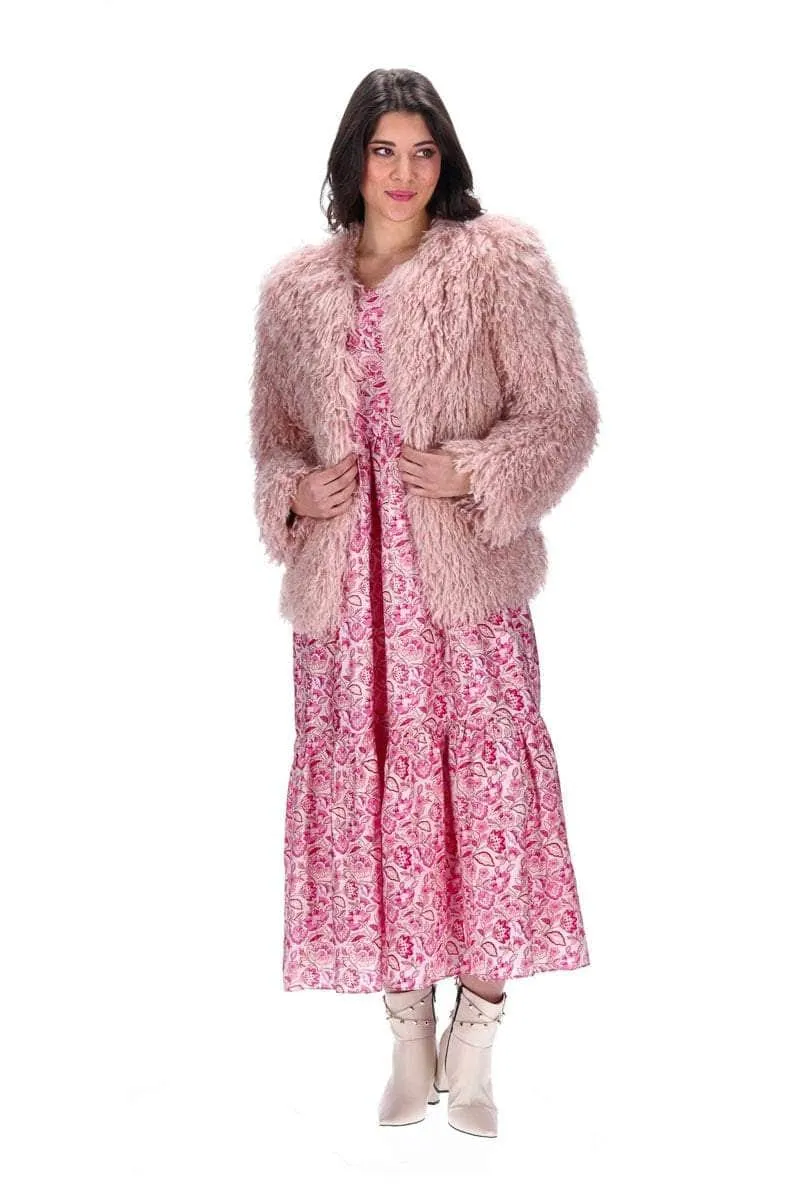 Evelyn Faux Fur Jacket Blush