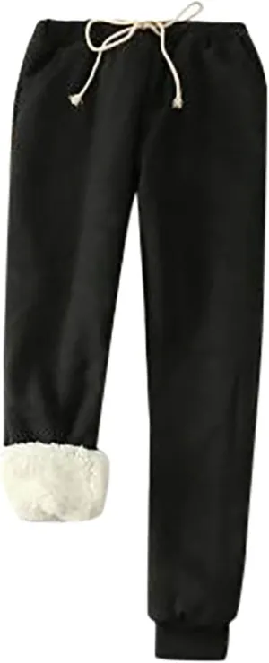 fartey Womens Fleece Lined Sweatpants Winter Sherpa Warm Joggers Pants Athletic Workout High Waist Casual Trousers