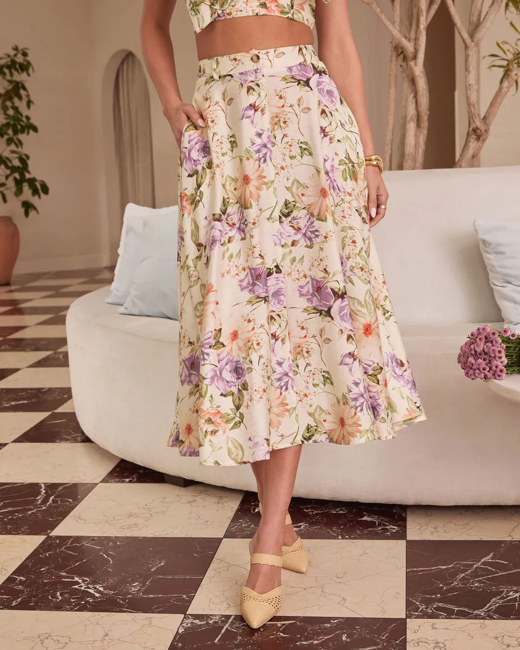 First Bloom Floral Midi Skirt