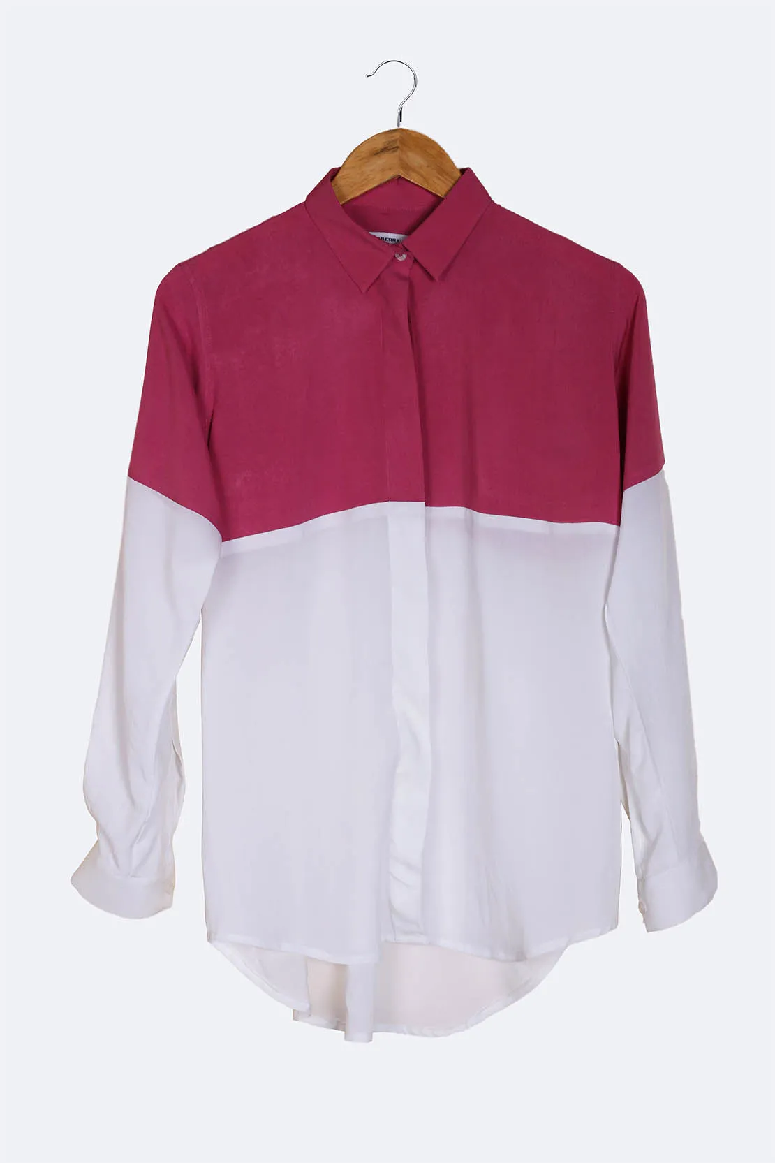 Fuchsia Upper Paneled  Flowy Shirt