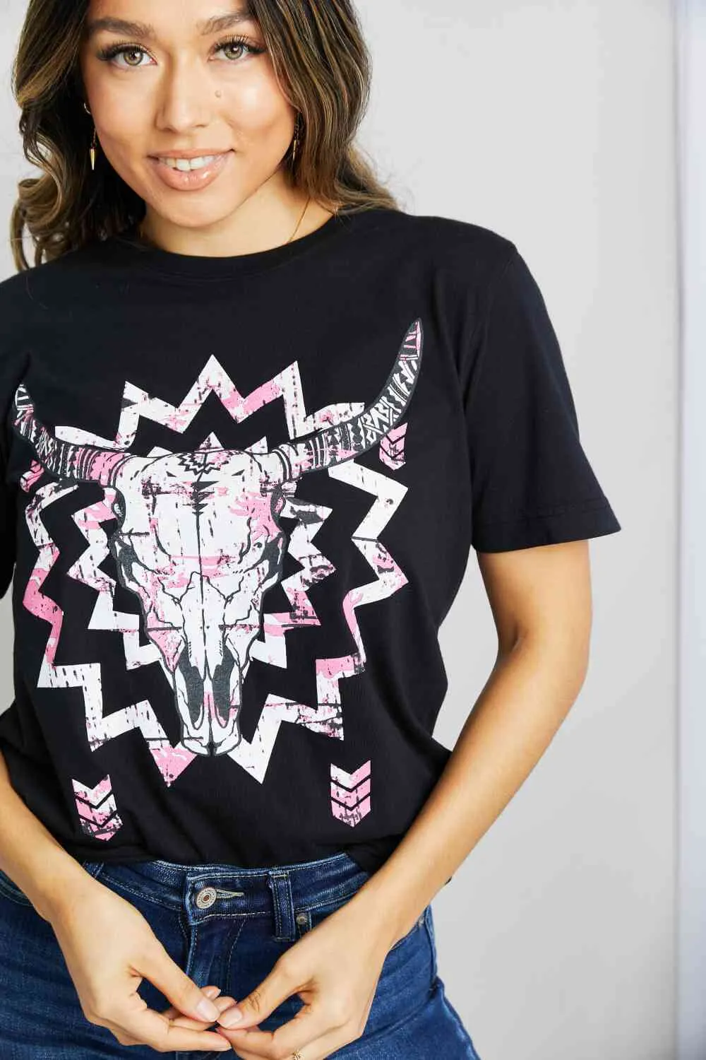 Full Size Graphic Round Neck Tee Shirt