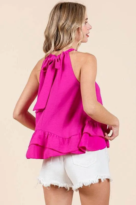 GeeGee Ruffle Trim Sleeveless Blouse