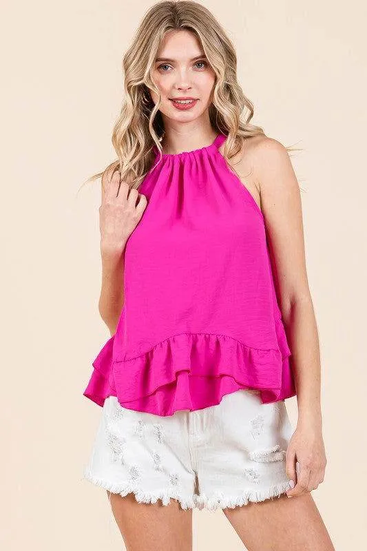 GeeGee Ruffle Trim Sleeveless Blouse