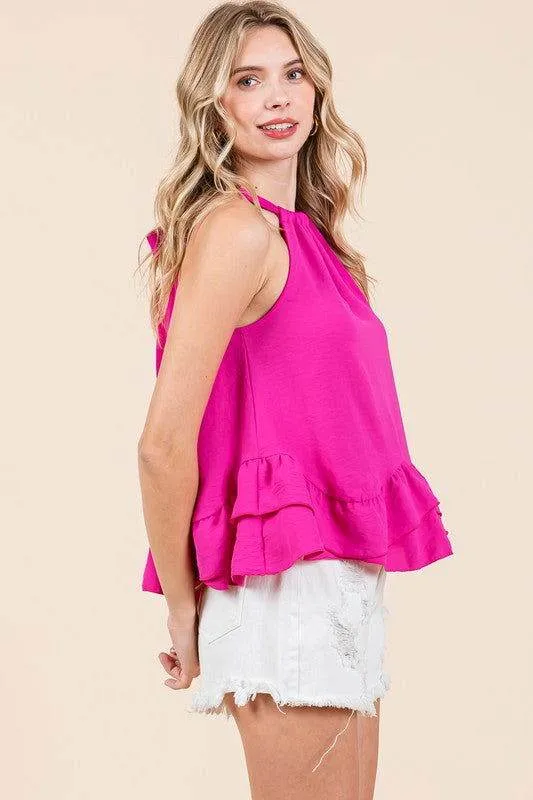 GeeGee Ruffle Trim Sleeveless Blouse
