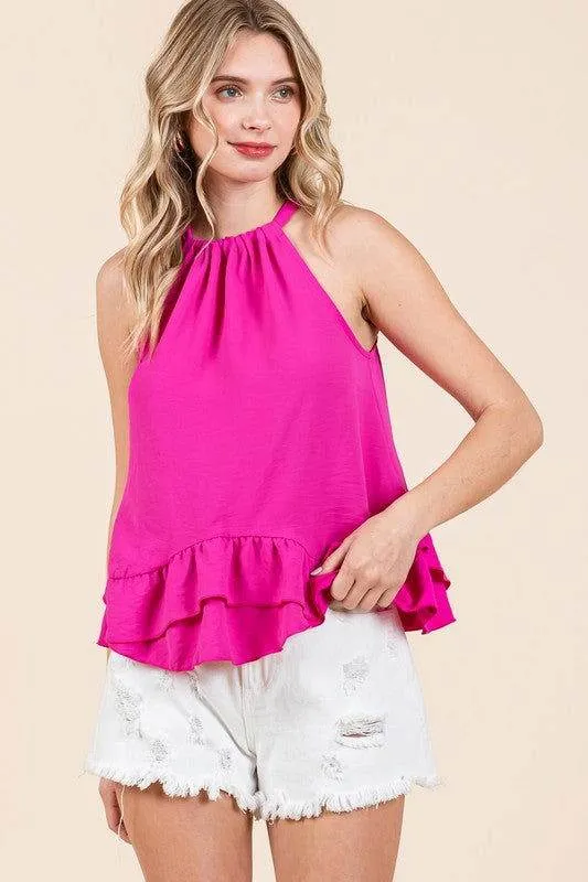 GeeGee Ruffle Trim Sleeveless Blouse