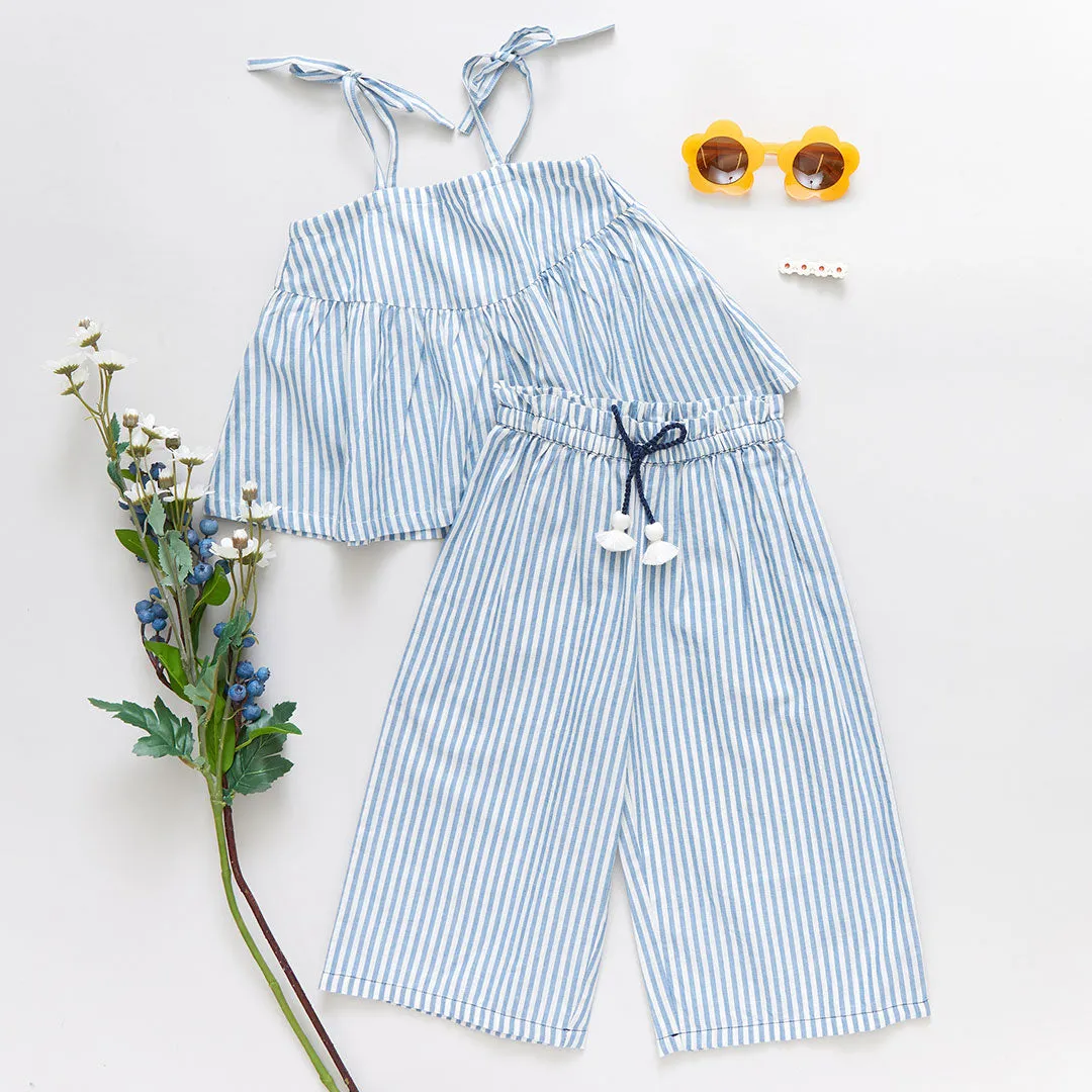 Girls Theodore Pant - Blue Skinny Stripe