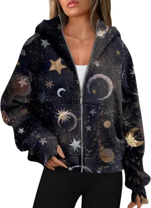 GOFULY Zip Up Hoodies For Women Trendy Long Sleeve Hooded Sweatshirts Fall Thumb Holes Jackets Winter Outfits With Pockets