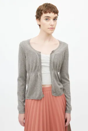 Grey Cashmere Open Cropped Cardigan