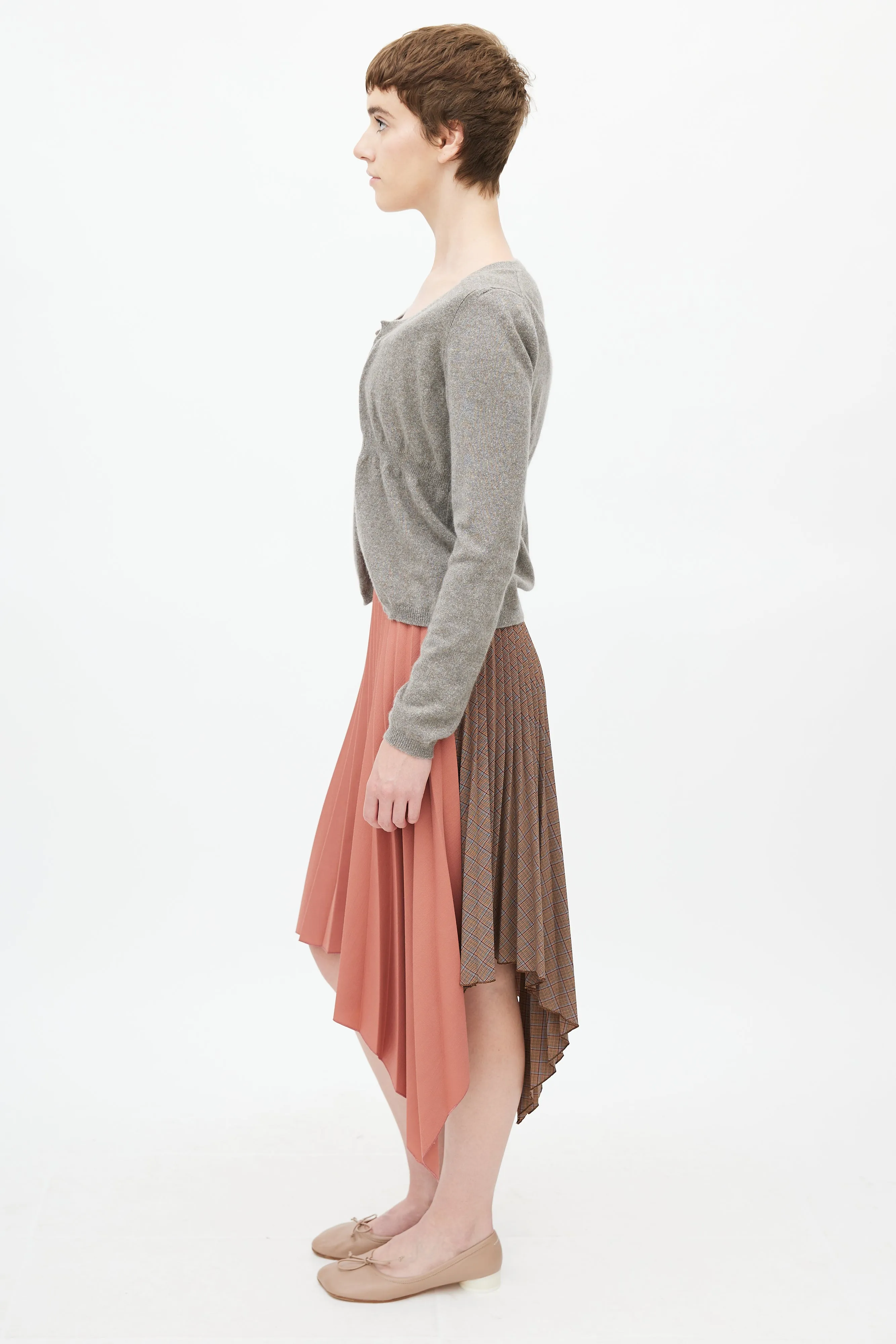 Grey Cashmere Open Cropped Cardigan