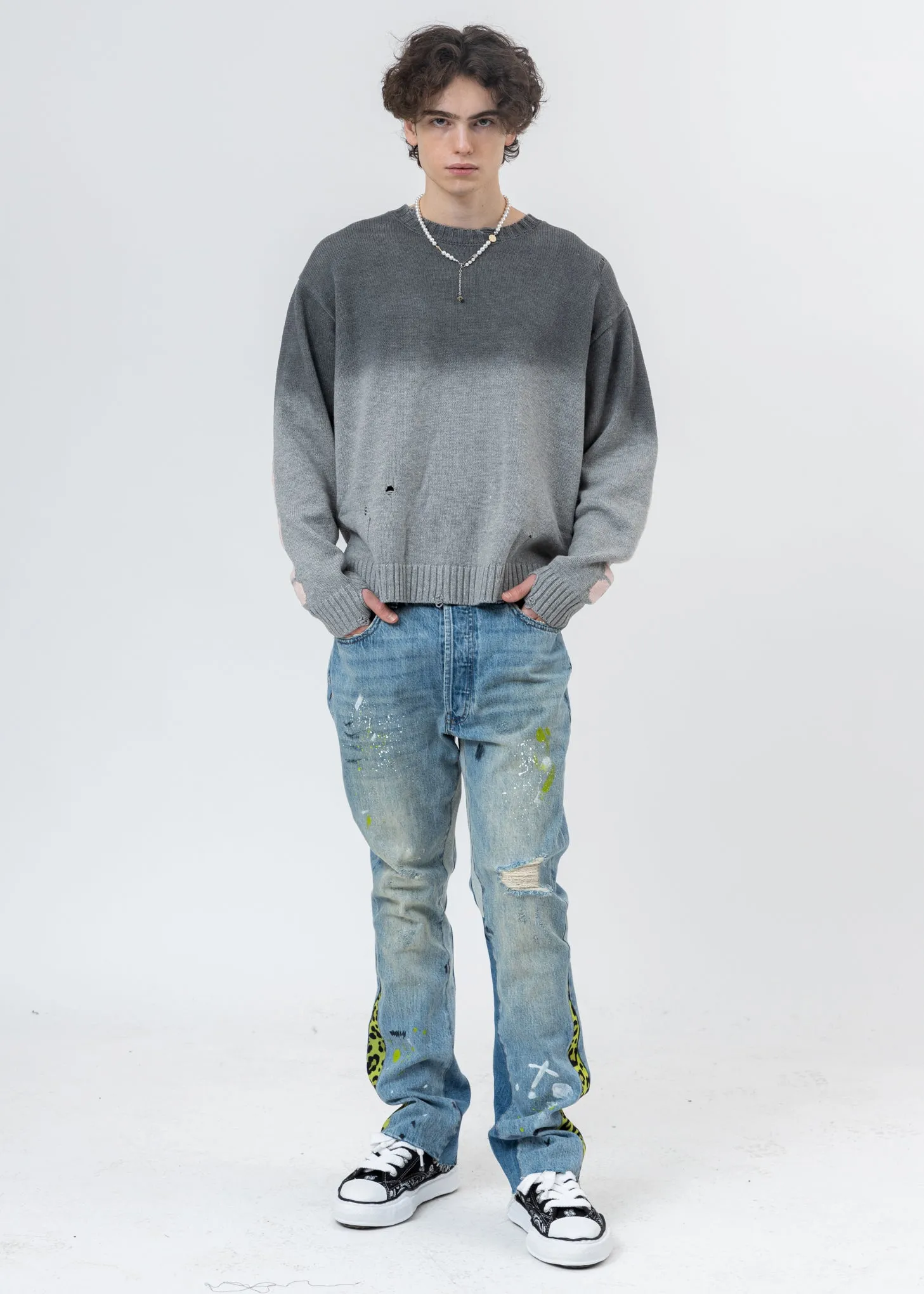 Grey Dyed Rib Cage Sweater