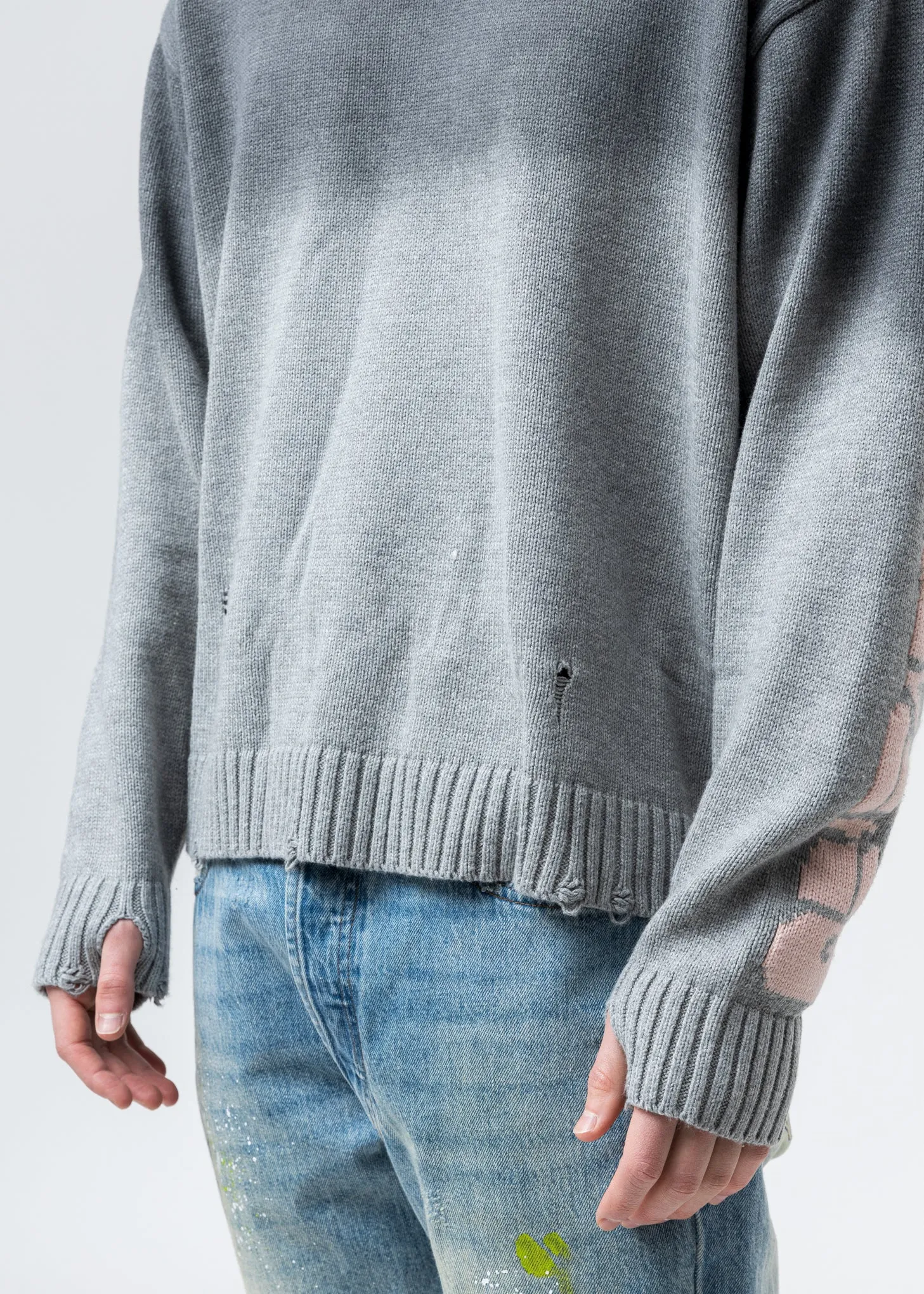 Grey Dyed Rib Cage Sweater