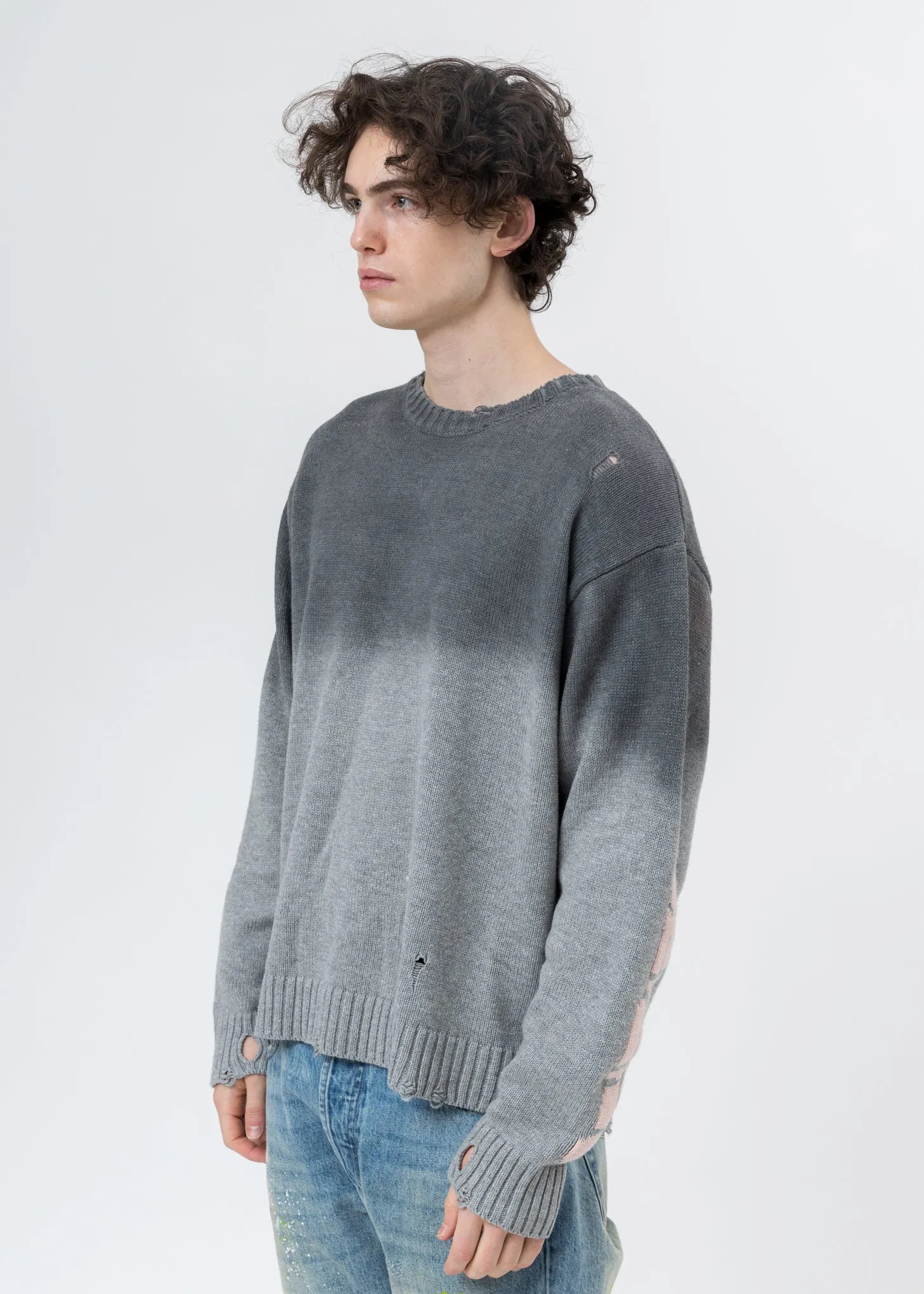 Grey Dyed Rib Cage Sweater