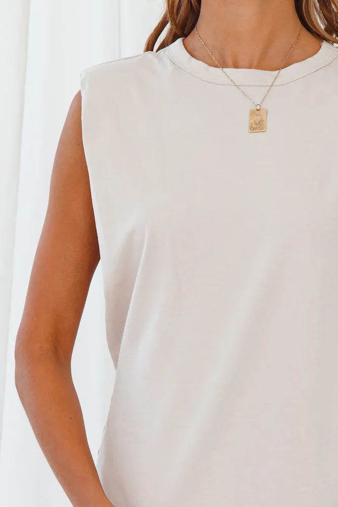 HELLO MOLLY 90s Call Back Tank Top Tan