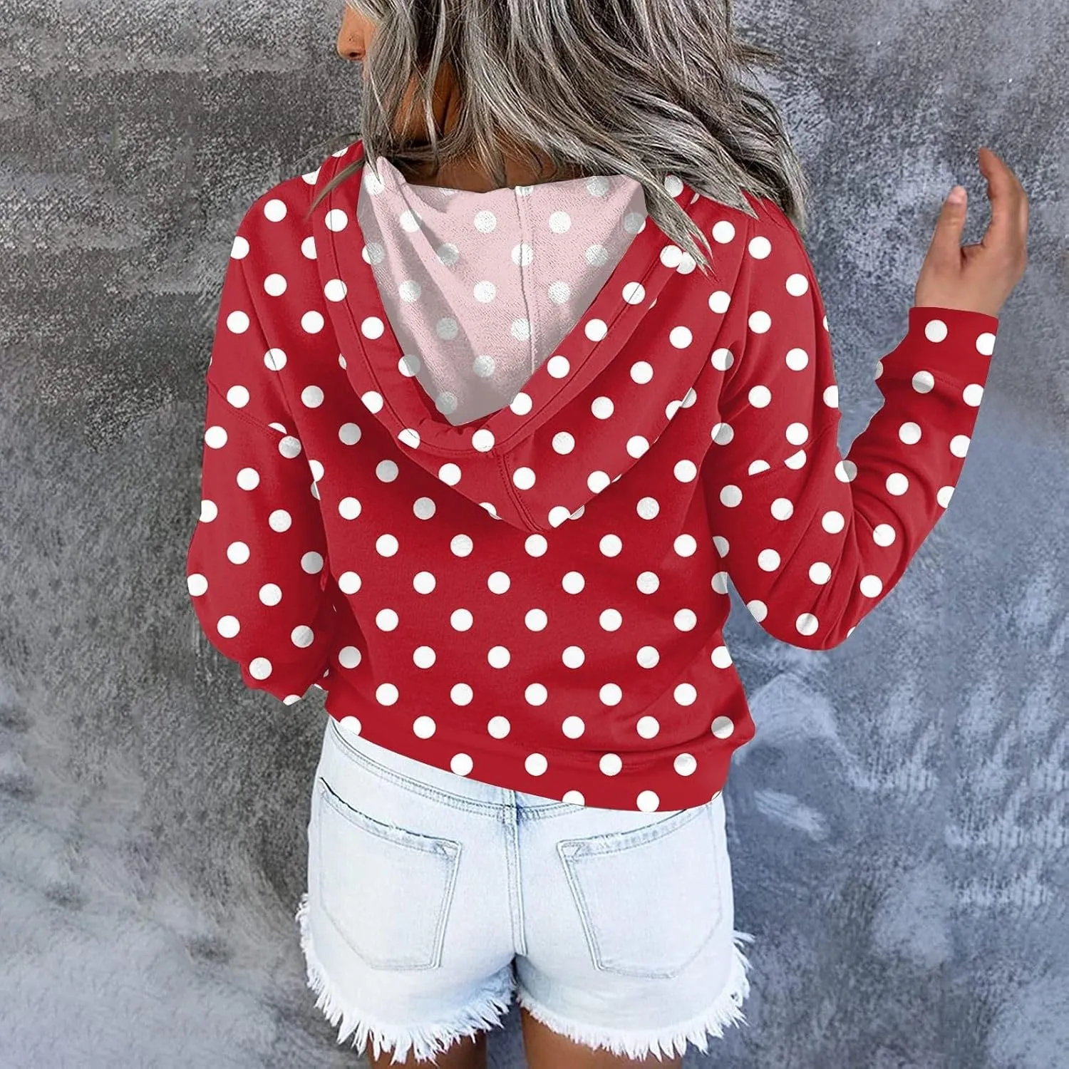 Hoodies for Women Trendy 2024 Hooded Button Collar Drawstring Pullover Sweatshirts Casual Long Sleeve Clothes