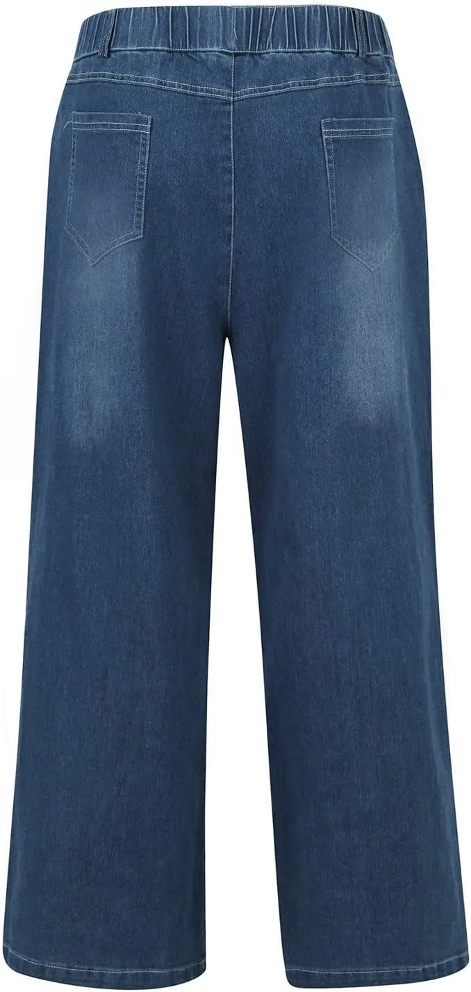Jeans for Women Trendy High Waisted Flare Jeans Baggy Cropped Denim Pants 90s Jeans Stretchy Boyfriend Jeans
