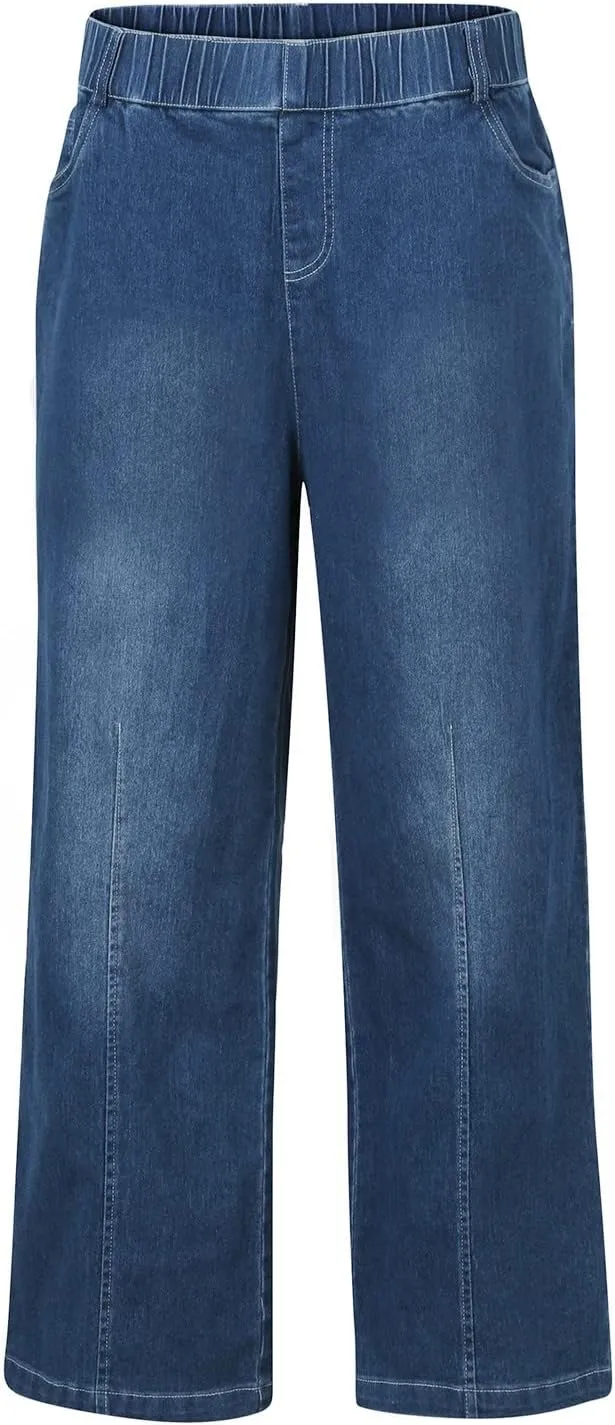 Jeans for Women Trendy High Waisted Flare Jeans Baggy Cropped Denim Pants 90s Jeans Stretchy Boyfriend Jeans