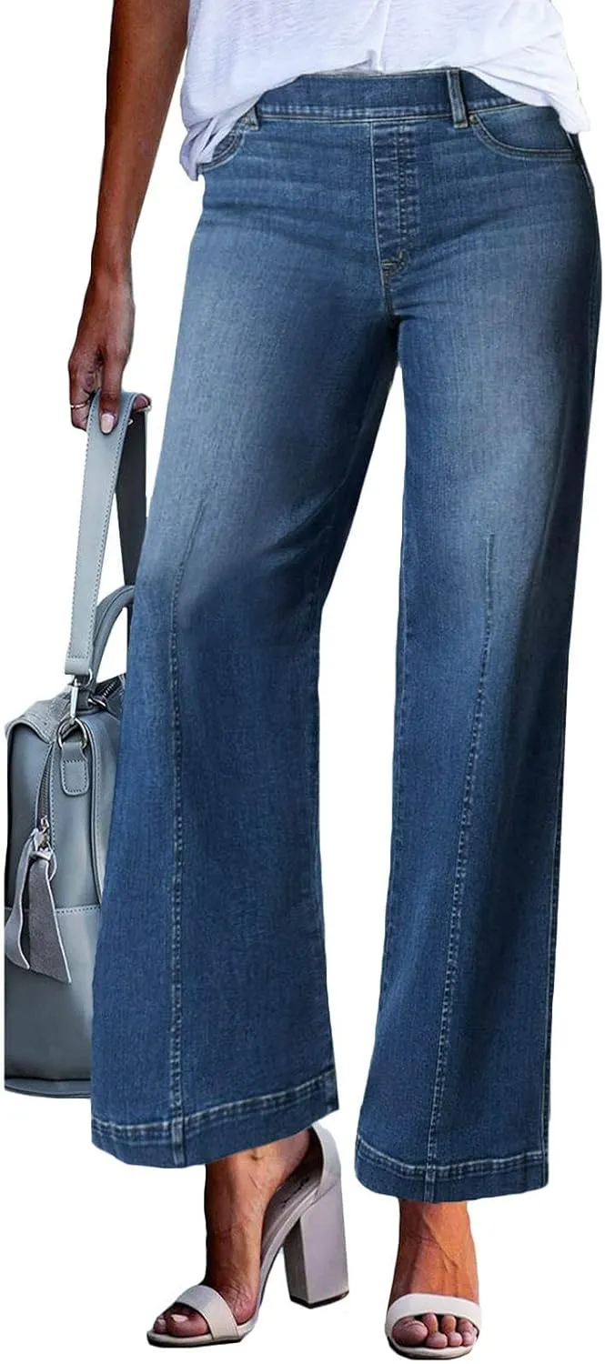 Jeans for Women Trendy High Waisted Flare Jeans Baggy Cropped Denim Pants 90s Jeans Stretchy Boyfriend Jeans