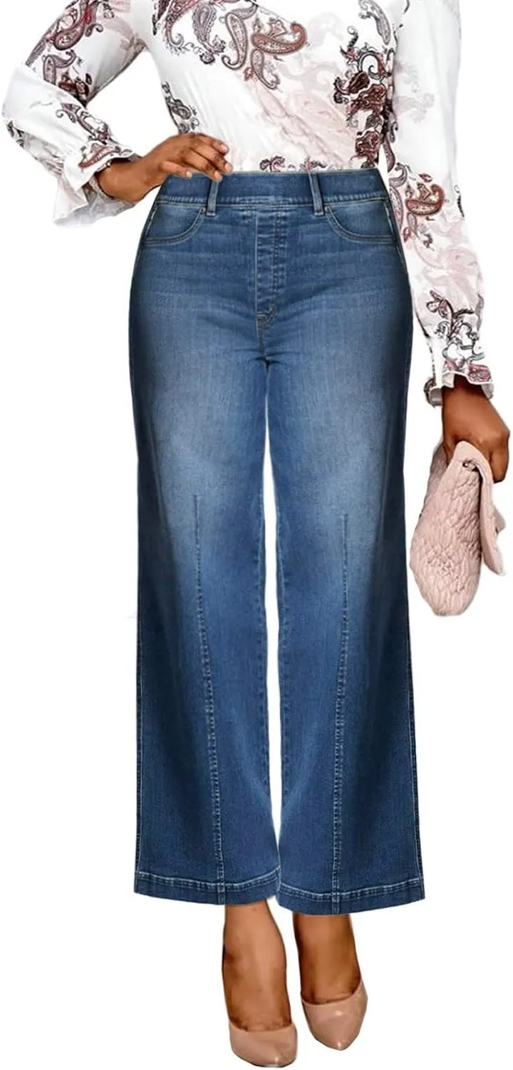 Jeans for Women Trendy High Waisted Flare Jeans Baggy Cropped Denim Pants 90s Jeans Stretchy Boyfriend Jeans