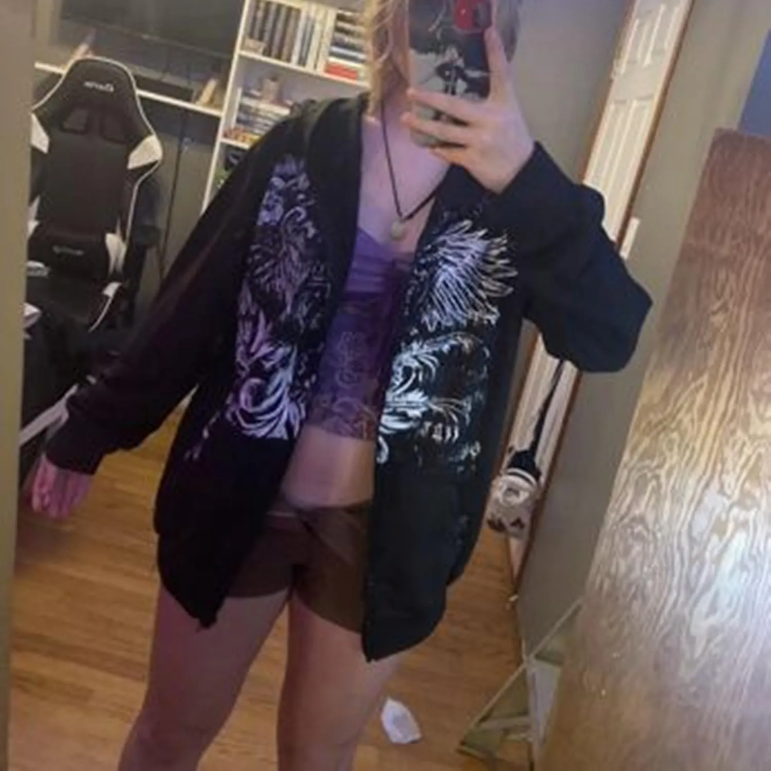 Karwuiio Women Men Zip Up Hoodie Y2k Vintage Graphic Oversized Sweatshirt Jacket Pullover Coats Gothic Streetwear