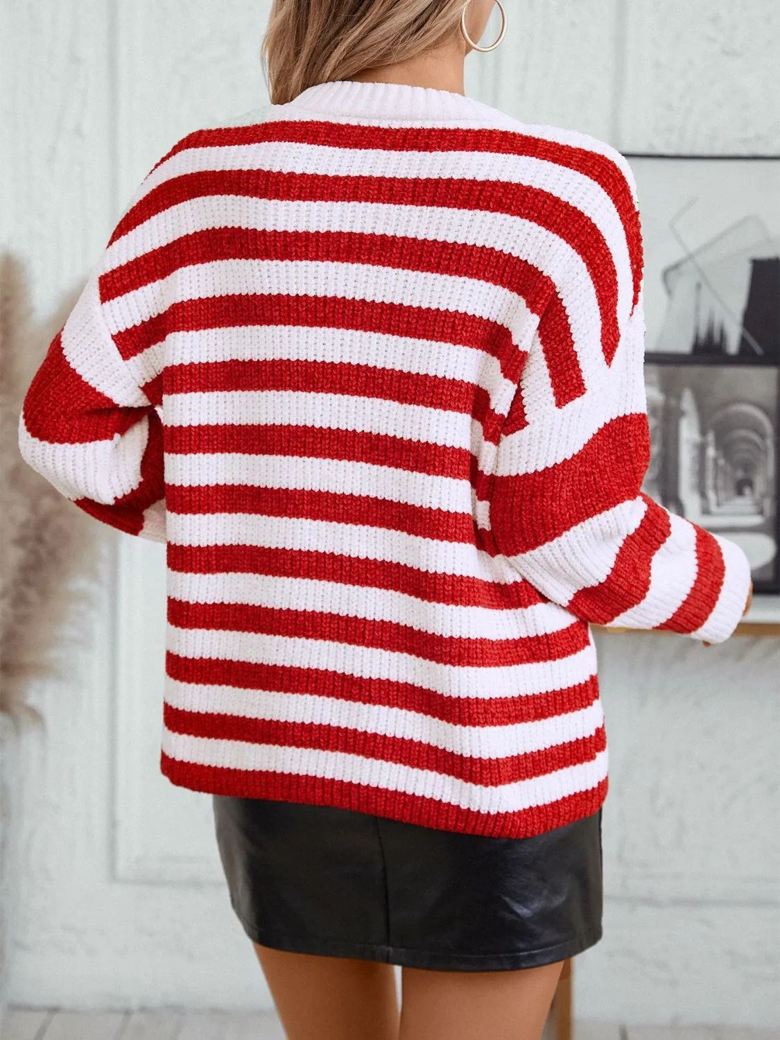 kesley Striped Round Neck Long Sleeve Sweater