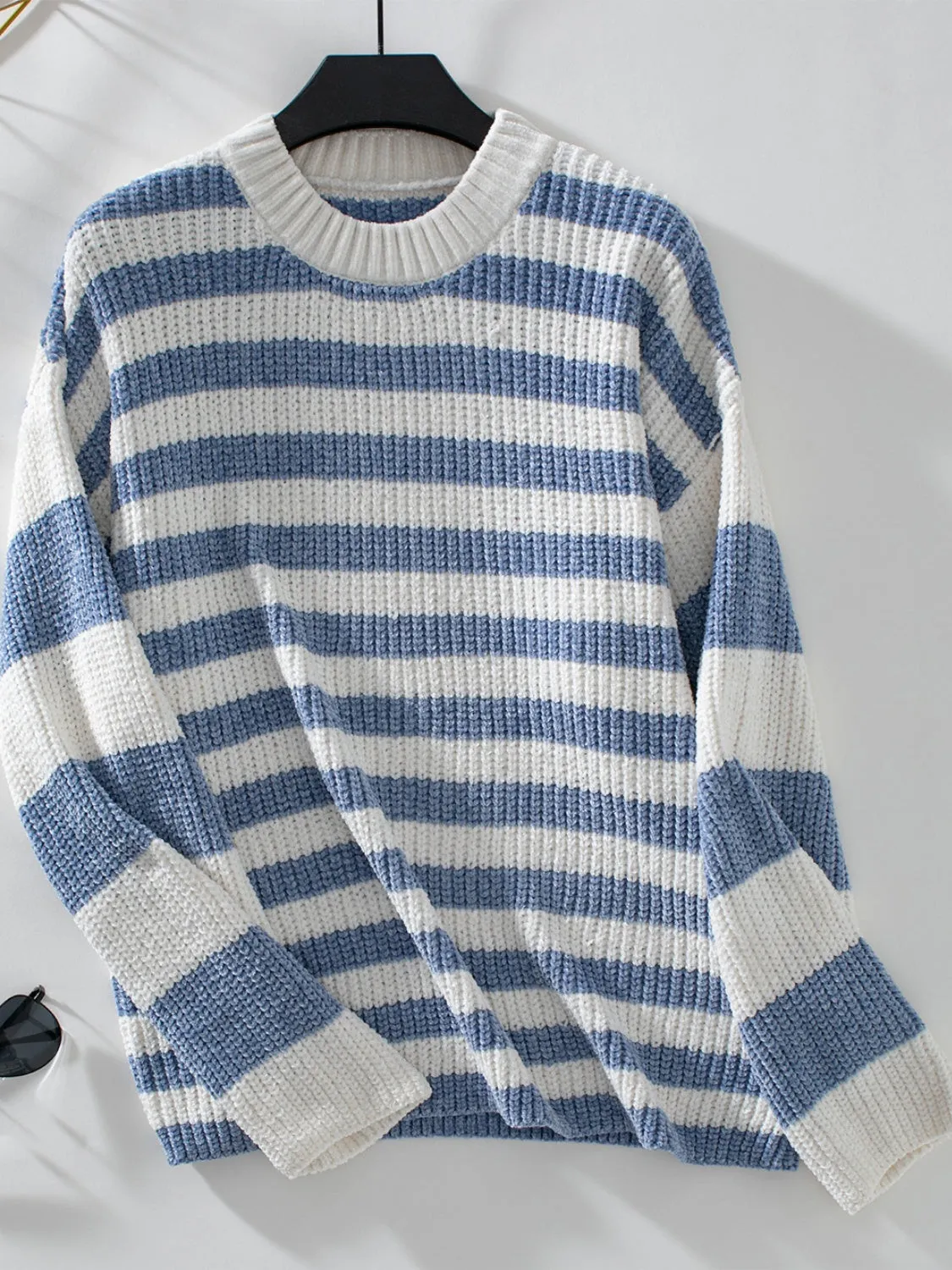 kesley Striped Round Neck Long Sleeve Sweater