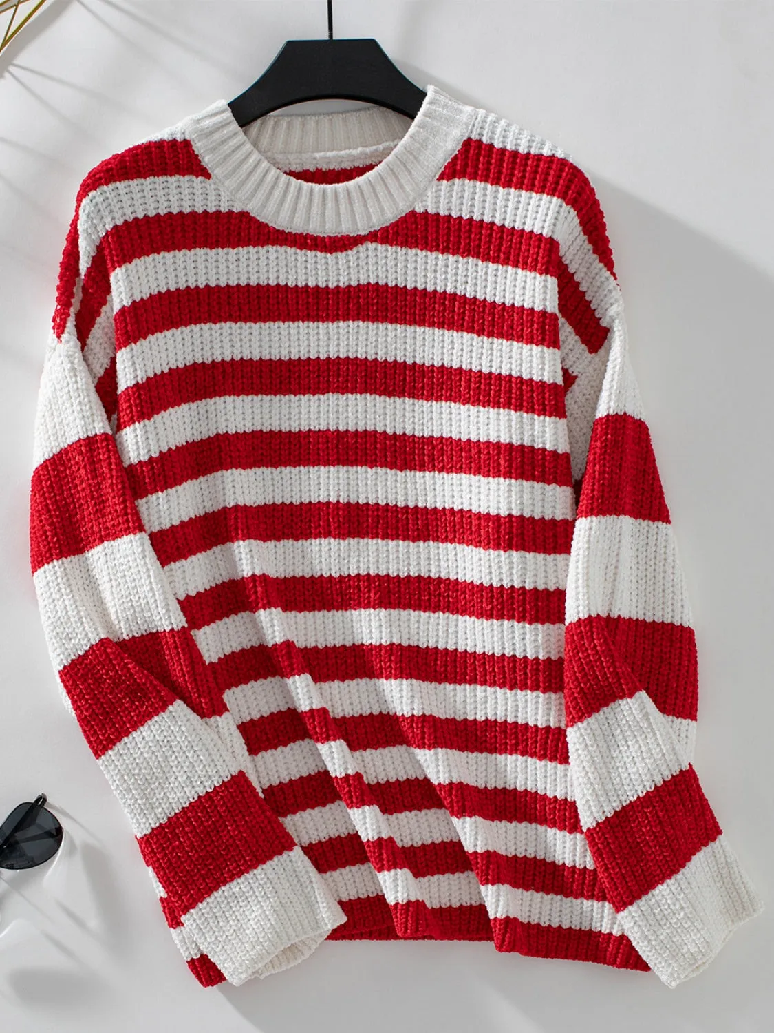 kesley Striped Round Neck Long Sleeve Sweater