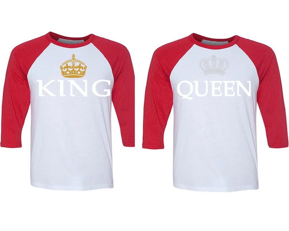 King & Queen Couple Matching Baseball T-Shirts - Sold Separately, Unique Art Heat Press Prints