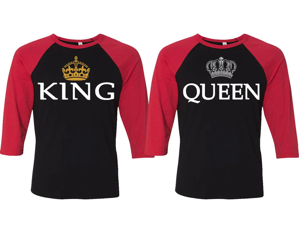 King & Queen Couple Matching Baseball T-Shirts - Sold Separately, Unique Art Heat Press Prints