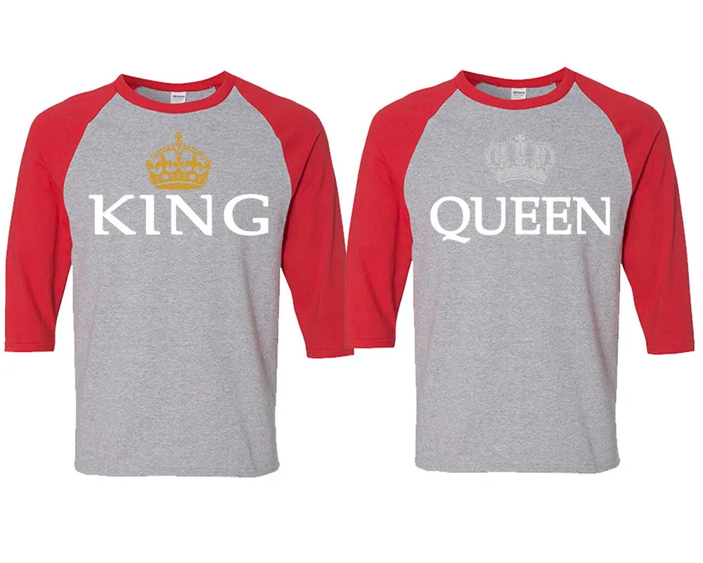 King & Queen Couple Matching Baseball T-Shirts - Sold Separately, Unique Art Heat Press Prints