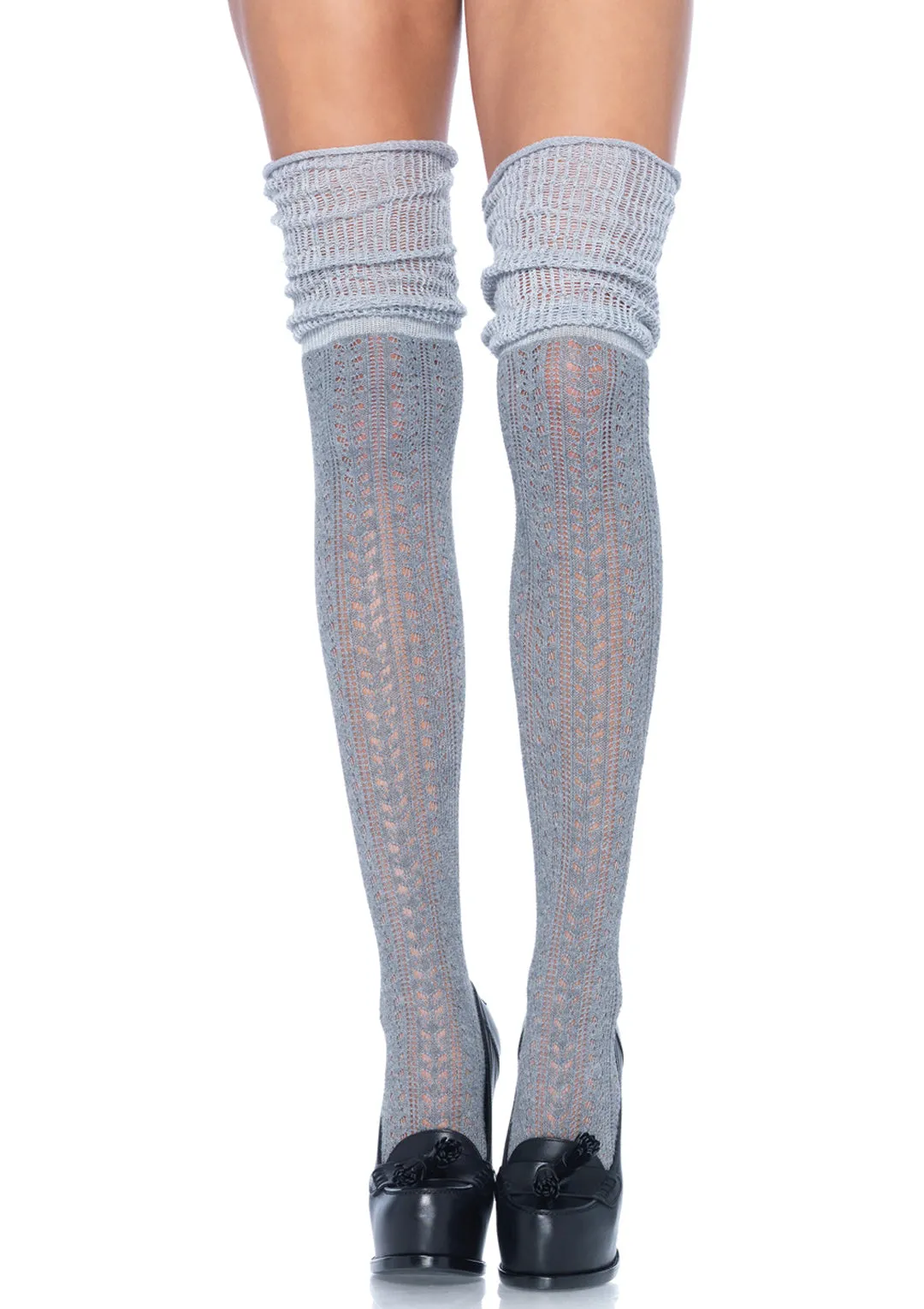 Leg Avenue  Acrylic Pointelle Over The Knee Scrunch Sock  6906