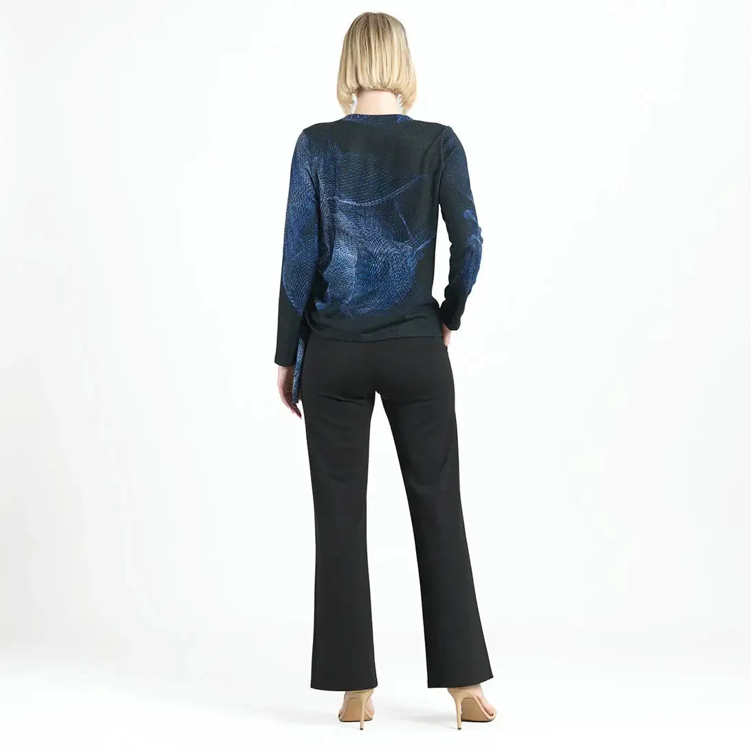 Lightweight Cozy - Side Pull-Tie Sweater Top: Purple/Black