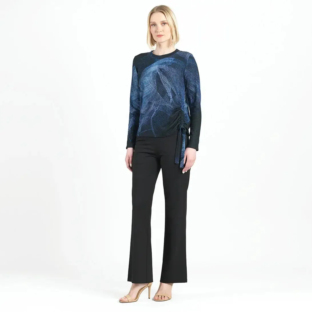 Lightweight Cozy - Side Pull-Tie Sweater Top: Purple/Black