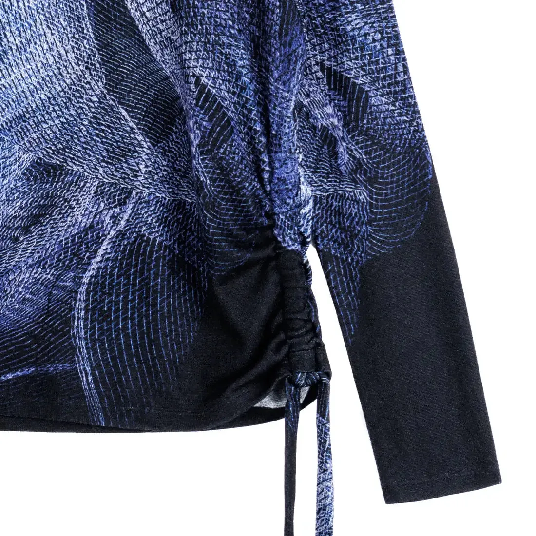 Lightweight Cozy - Side Pull-Tie Sweater Top: Purple/Black