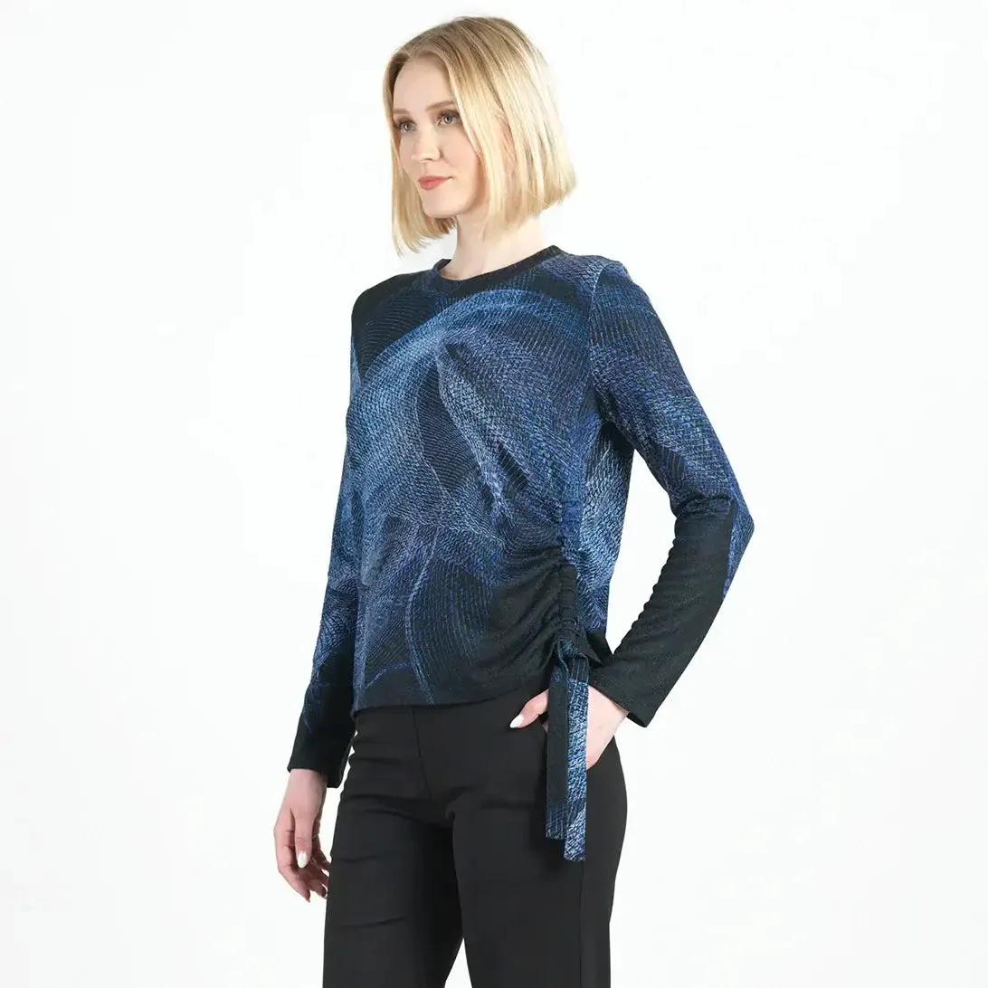 Lightweight Cozy - Side Pull-Tie Sweater Top: Purple/Black