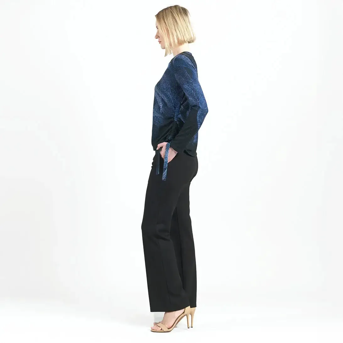 Lightweight Cozy - Side Pull-Tie Sweater Top: Purple/Black