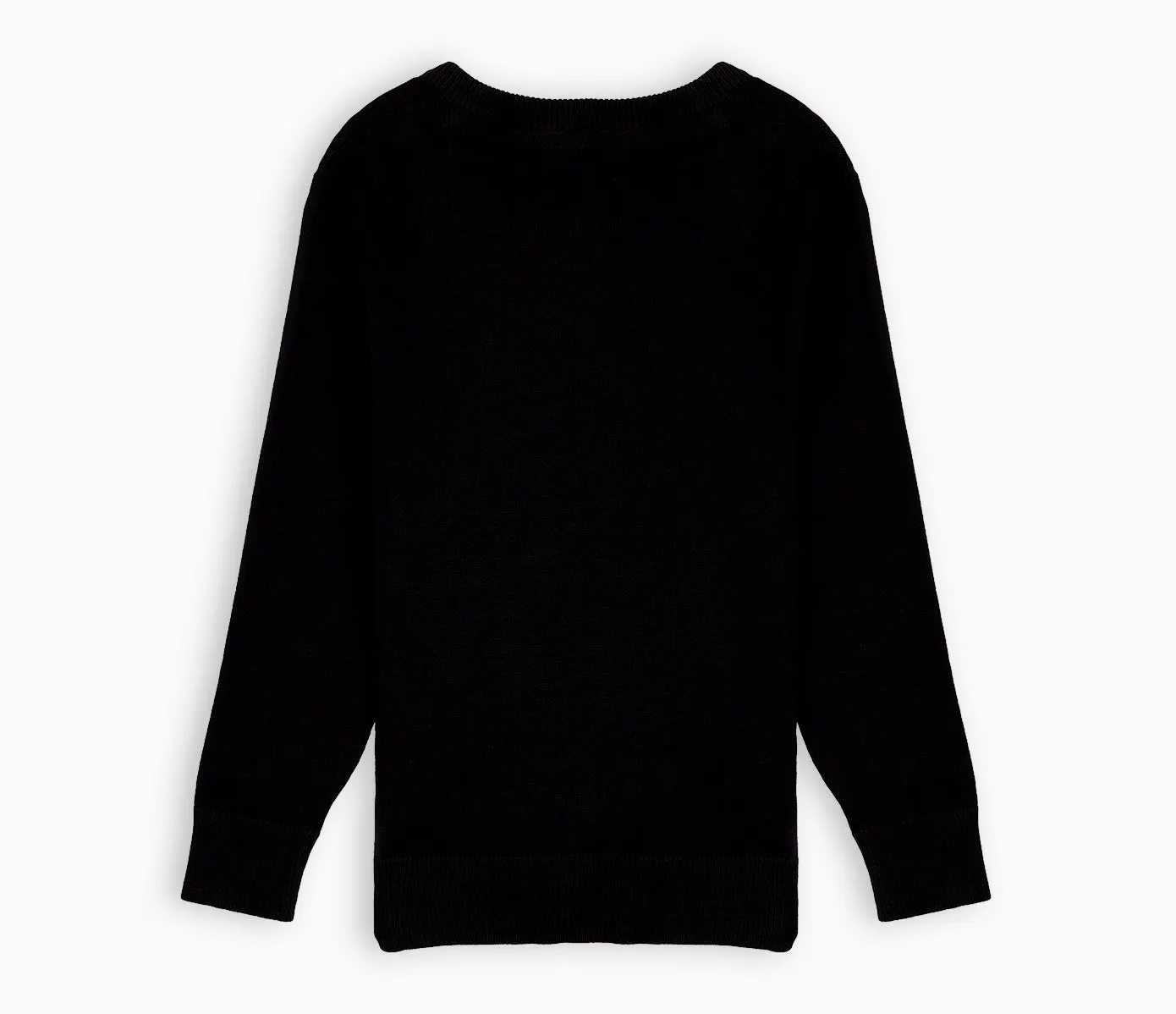 Lightweight V-Neck Cotton Jumper - Black