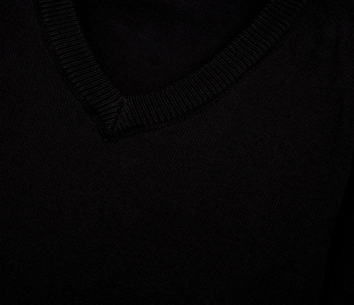 Lightweight V-Neck Cotton Jumper - Black